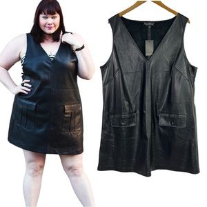 NWT Eloquii Black Faux Leather Sleeveless Mini Dress with Pockets Size 18